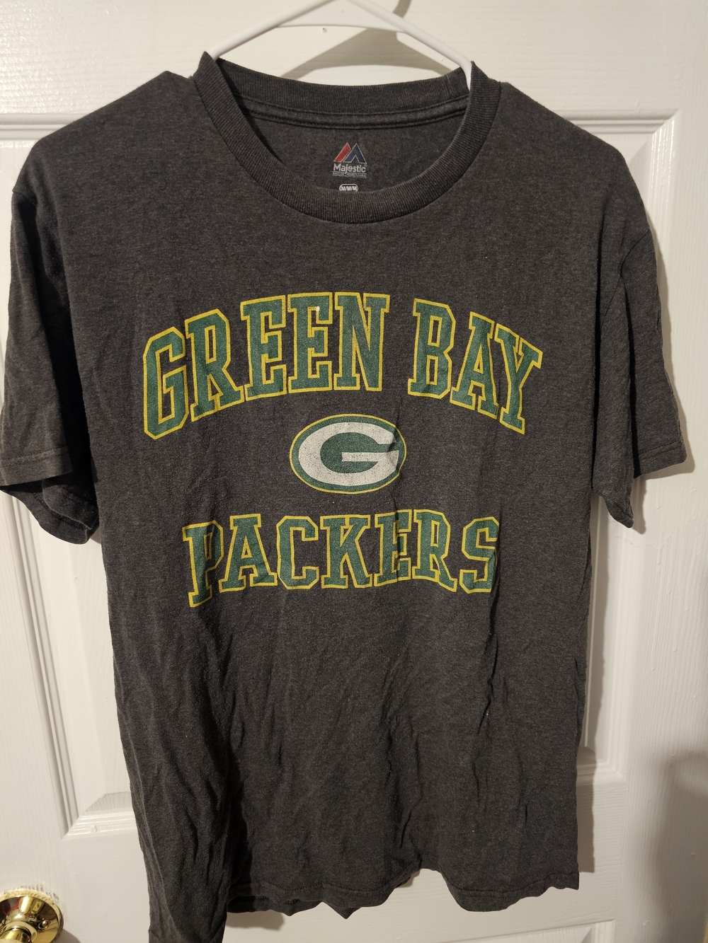 Majestic Gray Green Bay Packers Logo Tee with Yellow Trim
